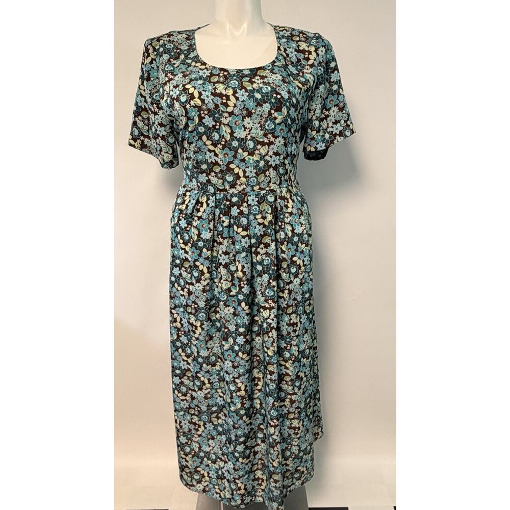 Vintage Plus Size Floral Dress 1990s Maxi 18W Modest Teacher Tie Back Cottage